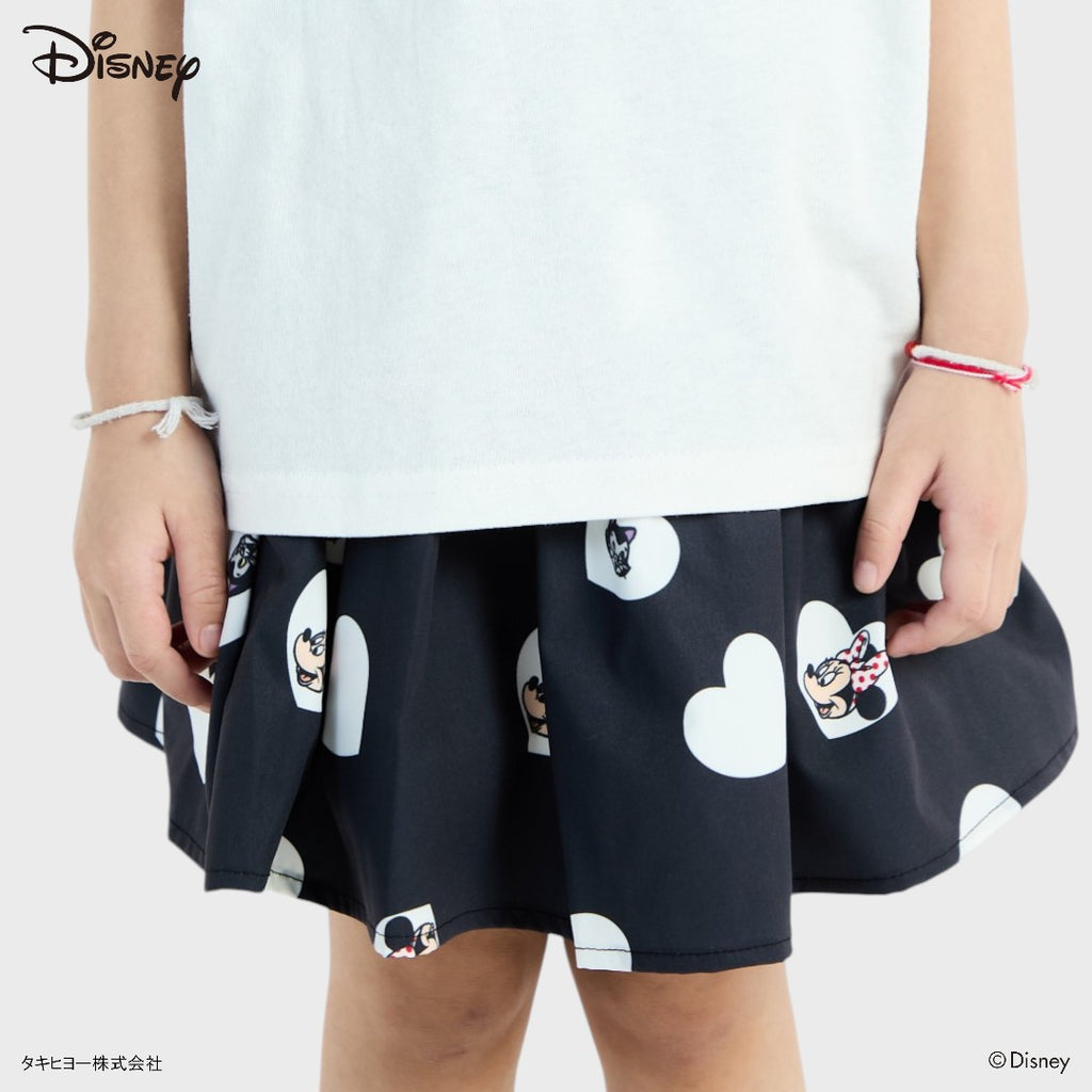 KIDS (SIZE 110-130) DISNEY MINNIE MOUSE HEART PRINT SKIRT BLACK