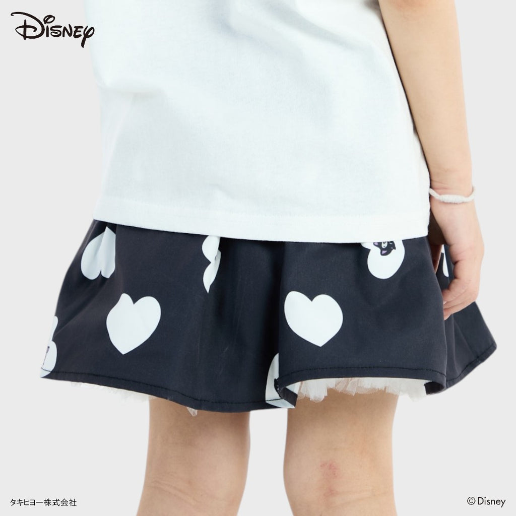 KIDS (SIZE 110-130) DISNEY MINNIE MOUSE HEART PRINT SKIRT BLACK