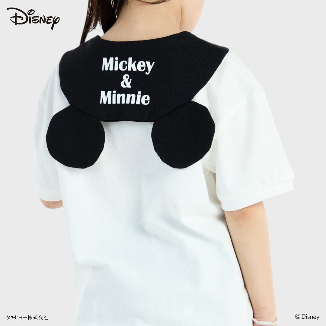 Kids (Size 90-100)  White Sailor Collar Mickey & Minnie Besties T-Shirt