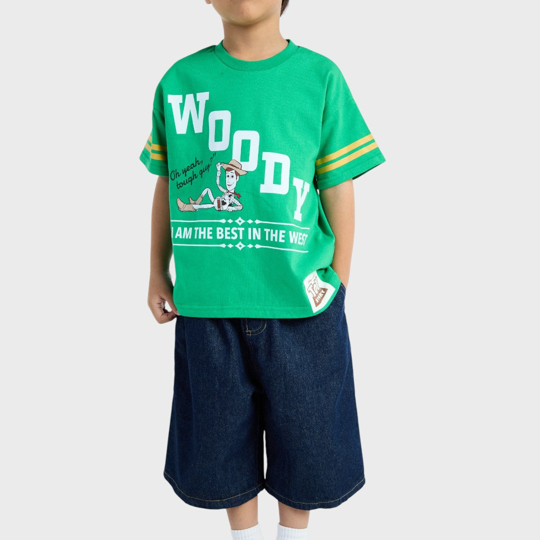 Kids (Size 100-120)  เสื้อยืดเด็กสายลุยพร้อมพจญภัย Toy Story ลาย Woody “Best in the West