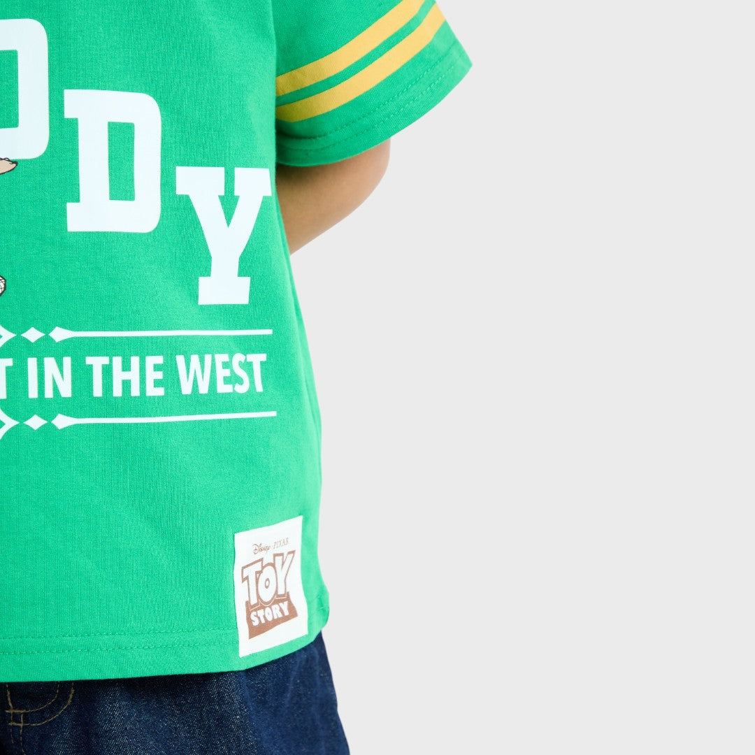 Kids (Size 100-120)  เสื้อยืดเด็กสายลุยพร้อมพจญภัย Toy Story ลาย Woody “Best in the West