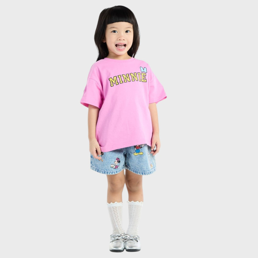 Kids (Size 100-120)  เสื้อยืดเด็กสีชมพู มินนี่เมาส์ จากดิสนีย์  เสื้อยืดลายโบว์สุดน่ารัก