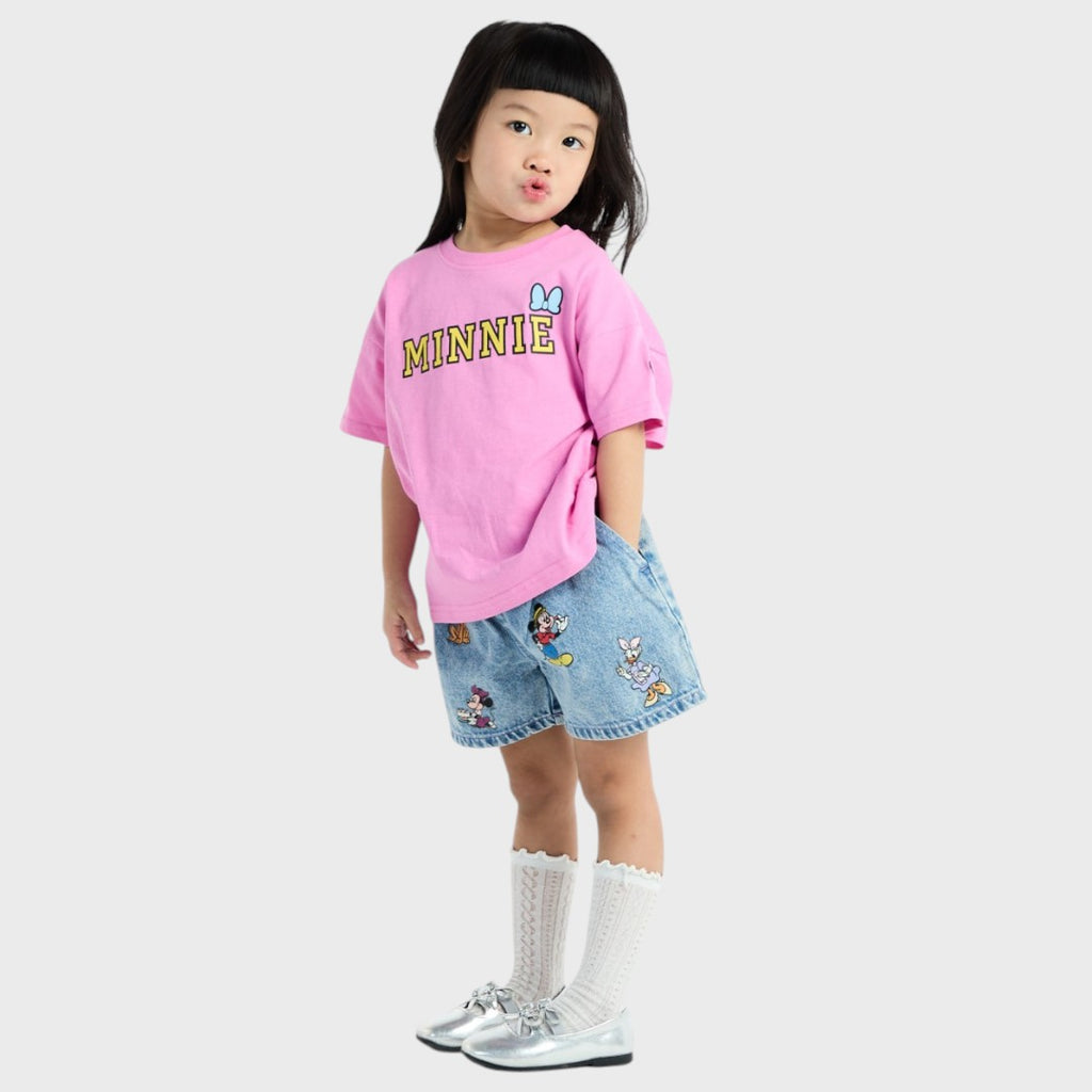 Kids (Size 100-120)  เสื้อยืดเด็กสีชมพู มินนี่เมาส์ จากดิสนีย์  เสื้อยืดลายโบว์สุดน่ารัก