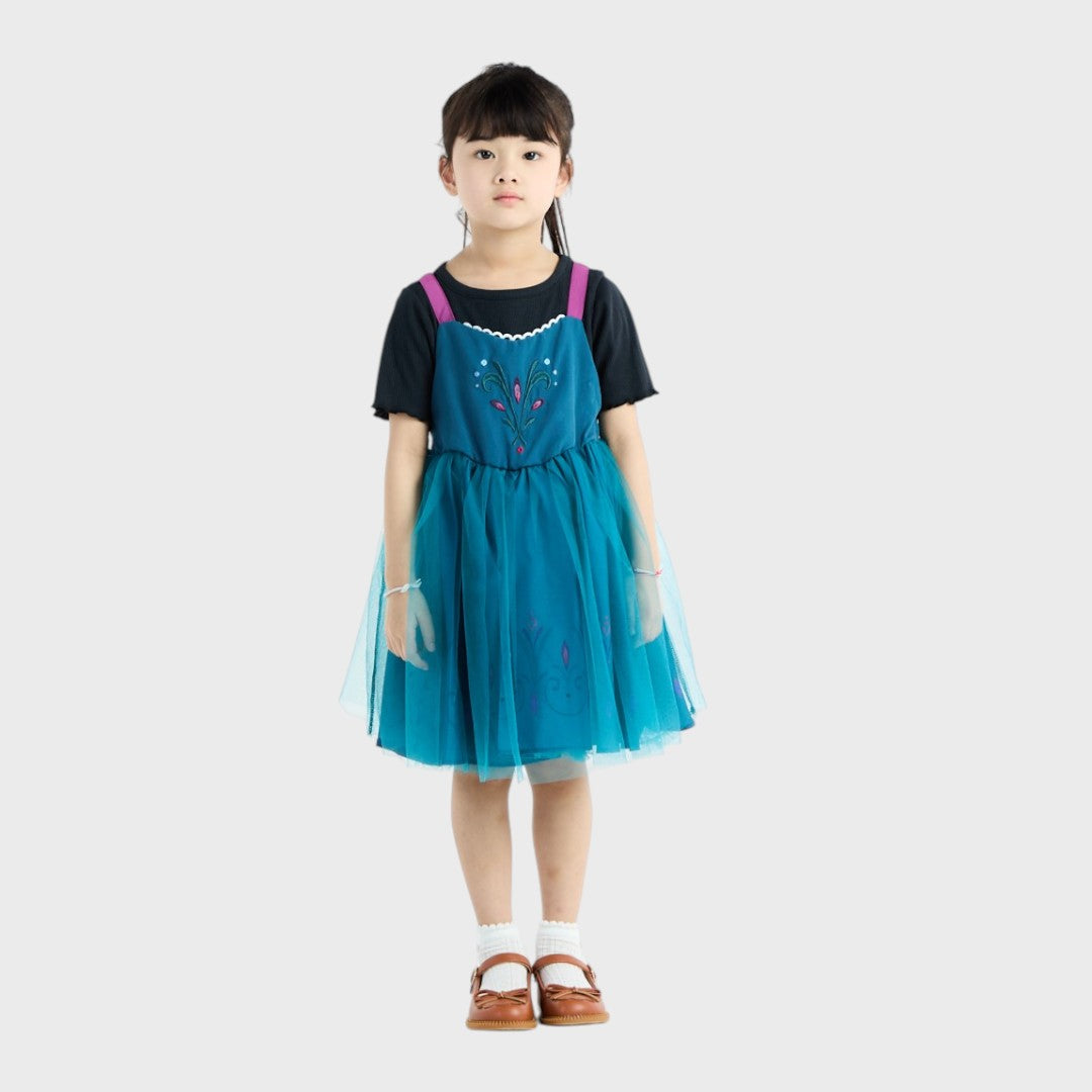 KIDS (SIZE 110-130) DISNEY FROZEN ANNA-INSPIRED TULLE DRESS TEAL