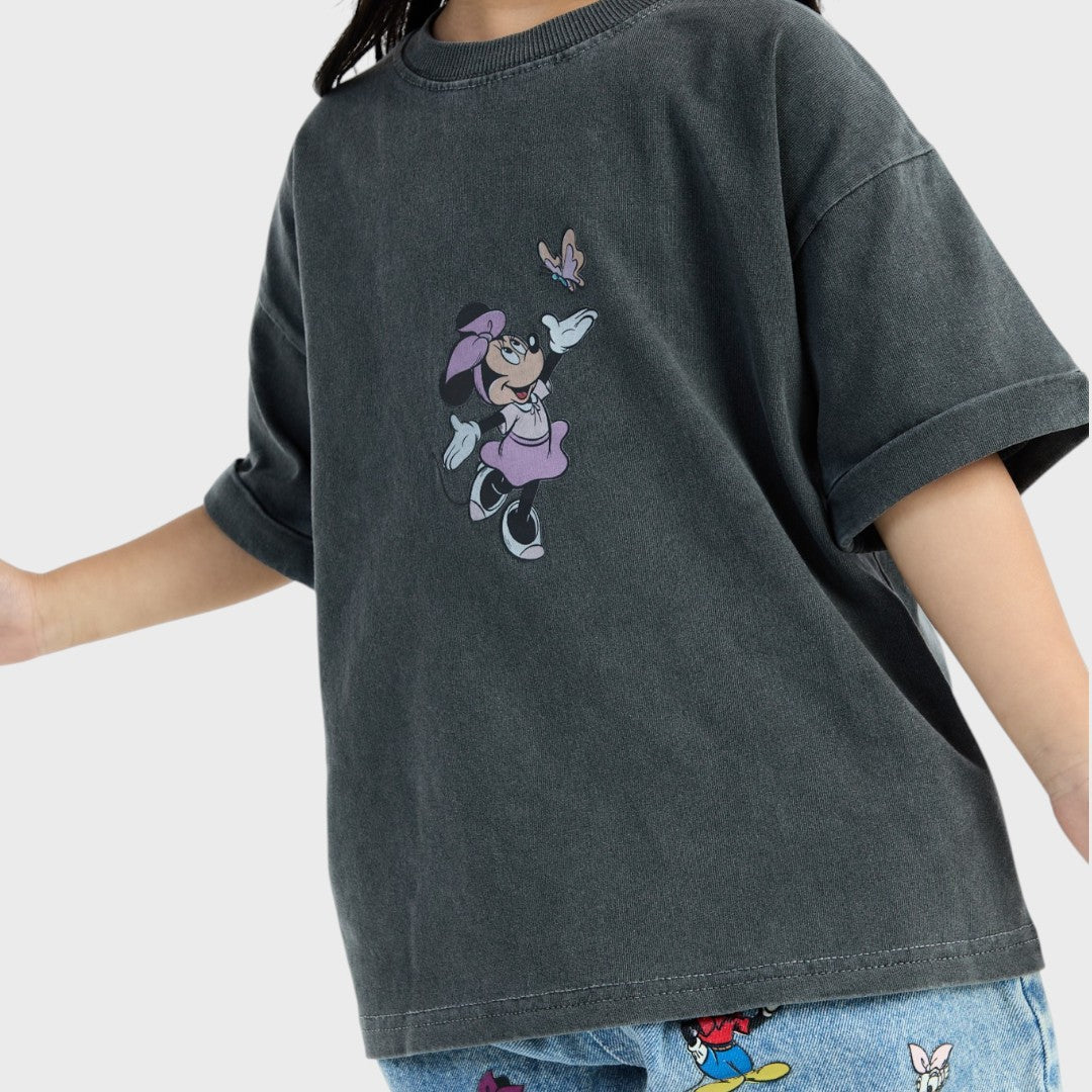 BLACK T-SHIRT WITH MINNIE MOUSE GRAPHIC KIDS TEE KIDS (SIZE 110-130)