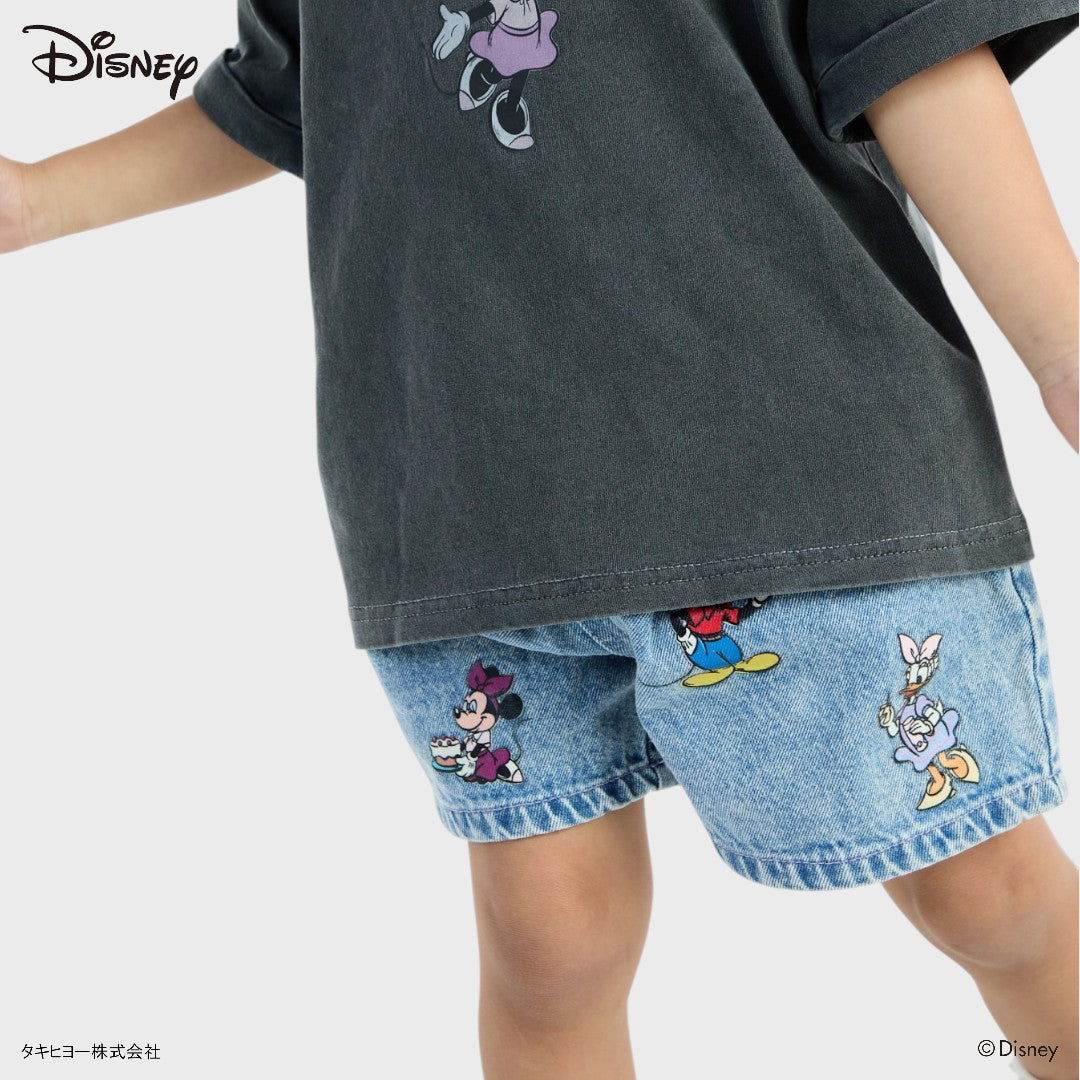 DISNEY FRIENDS DENIM SHORTS – BLUE/BLACK CHARACTER GRAPHIC KIDS SHORTS (110CM-130CM)