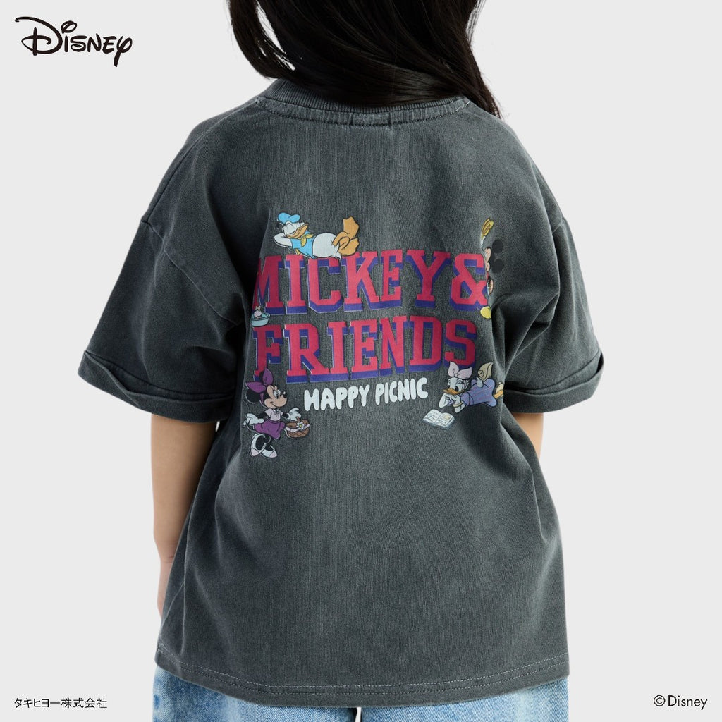 Kids (Size 90-100) เสื้อยืดเด็ก Mickey & Friends สีดำ รุ่น Happy Picnic สายคิ้วท์ตัวจริง