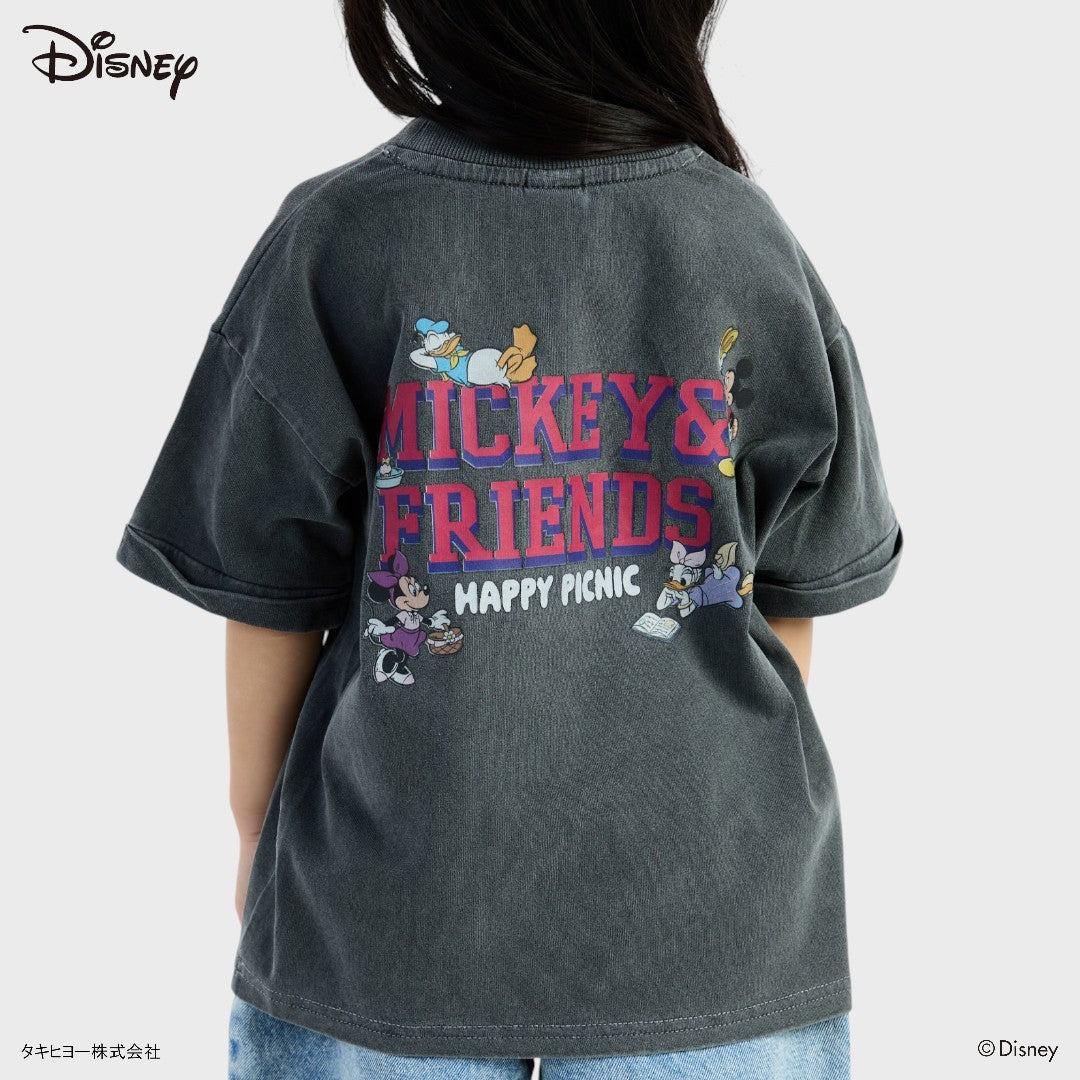 Kids (Size 90-100) เสื้อยืดเด็ก Mickey & Friends สีดำ รุ่น Happy Picnic สายคิ้วท์ตัวจริง