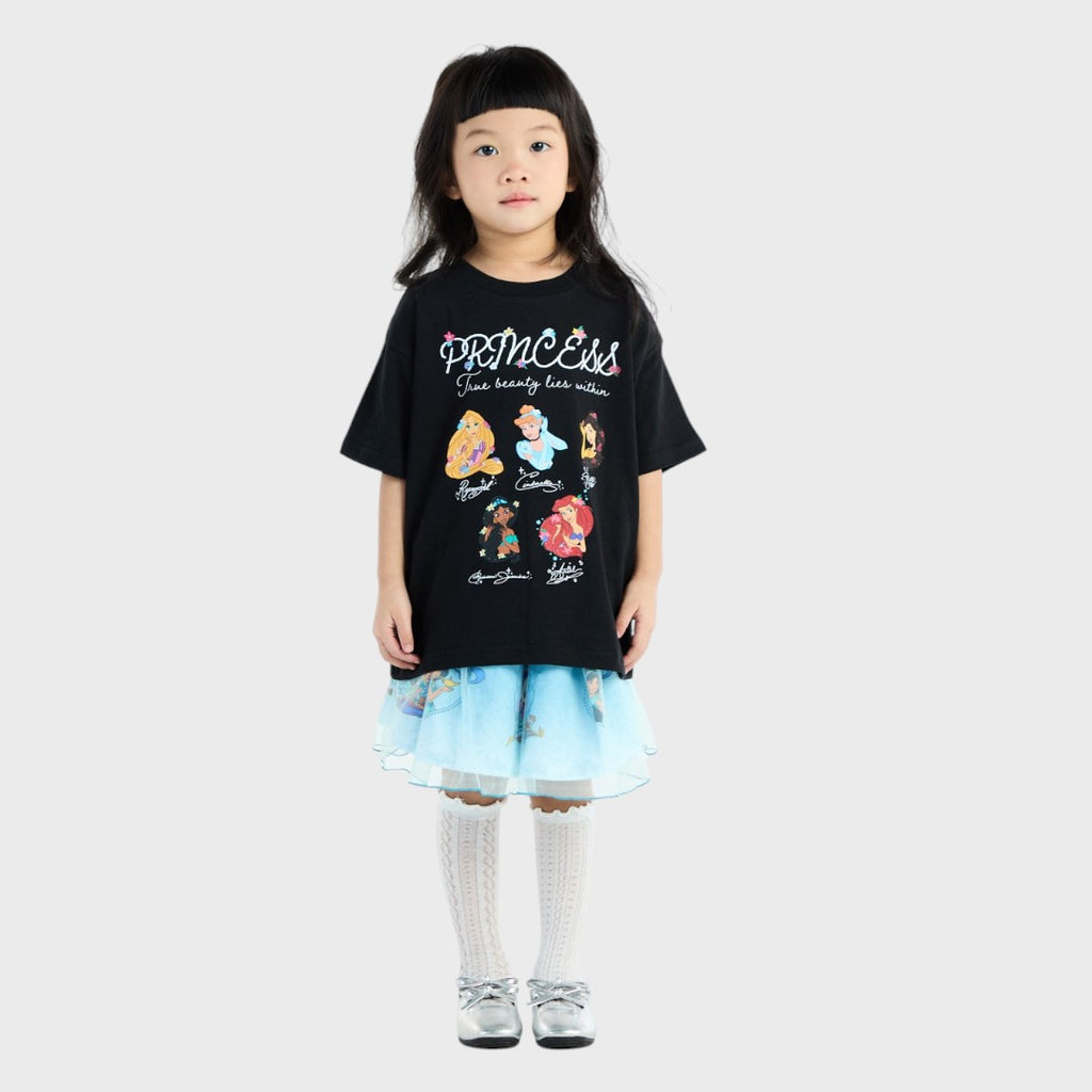 Kids (Size 110-130)  เสื้อยืดเด็กเจ้าหญิงสีดำสุดคิวท์ Disney Princess True Beauty Lies Within
