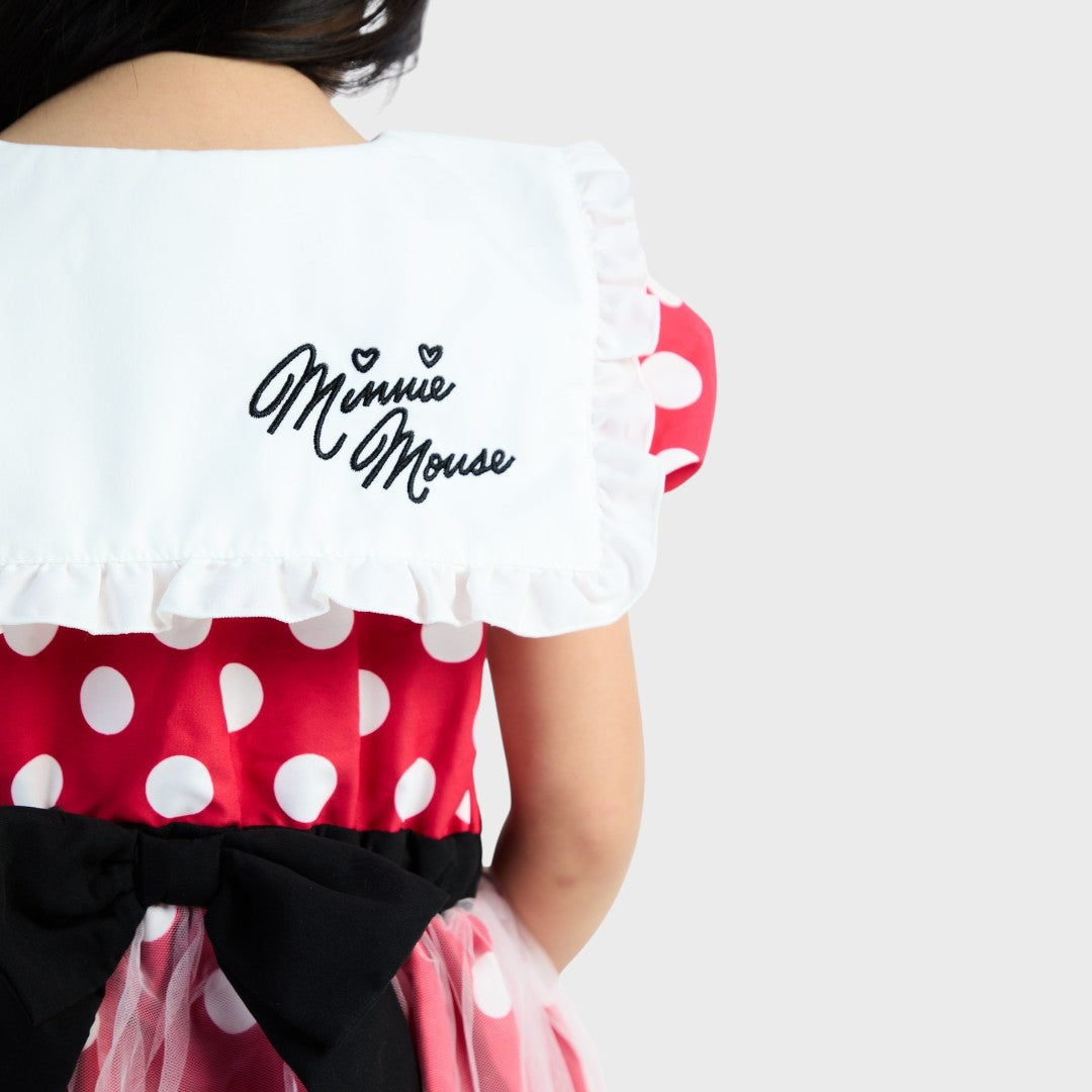KIDS (SIZE 110-130) DISNEY MINNIE MOUSE POLKA DOT DRESS RED & WHITE