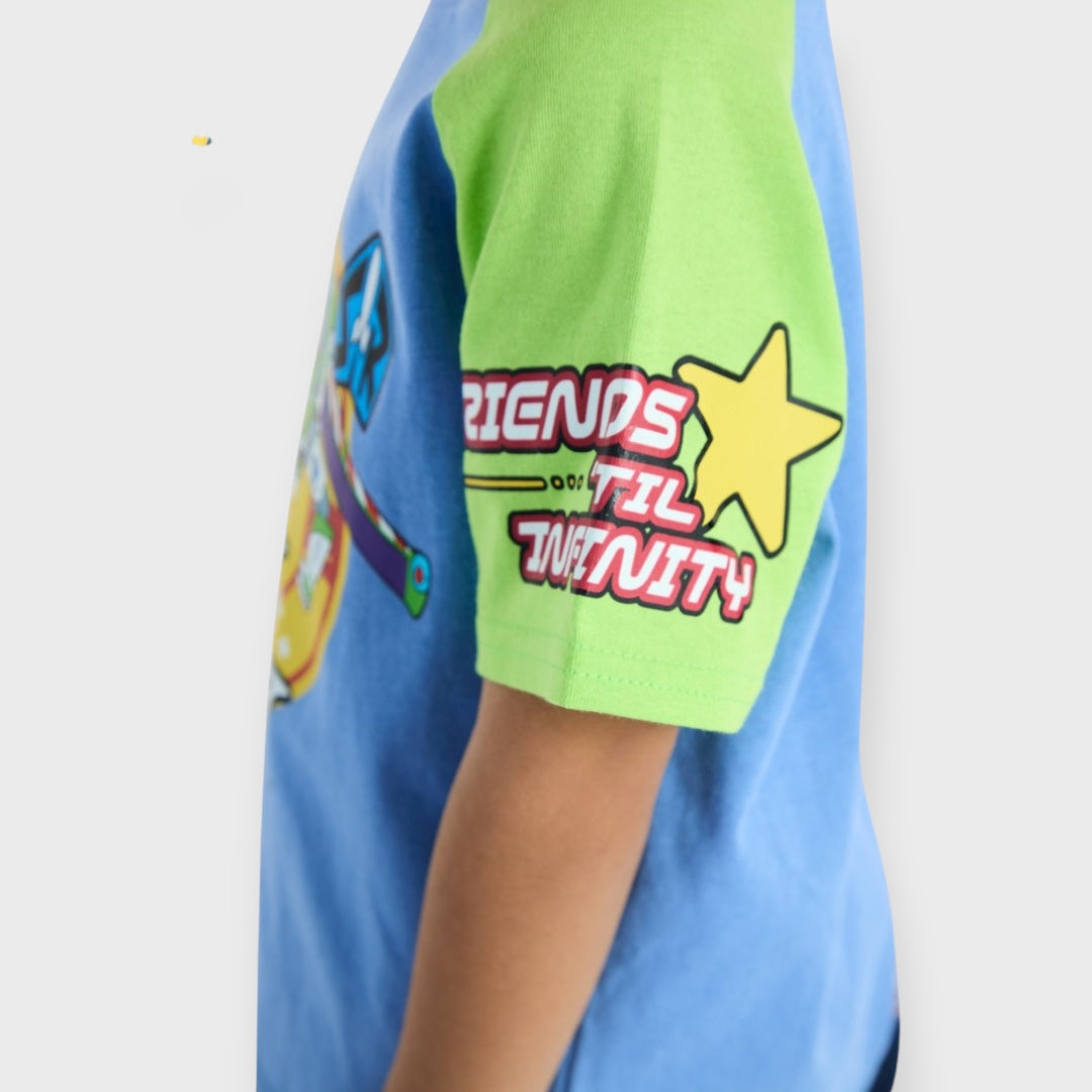 KIDS (SIZE 100-120) DISNEY/PIXAR TOY STORY WOODY & BUZZ COLOR-BLOCK T-SHIRT BLUE