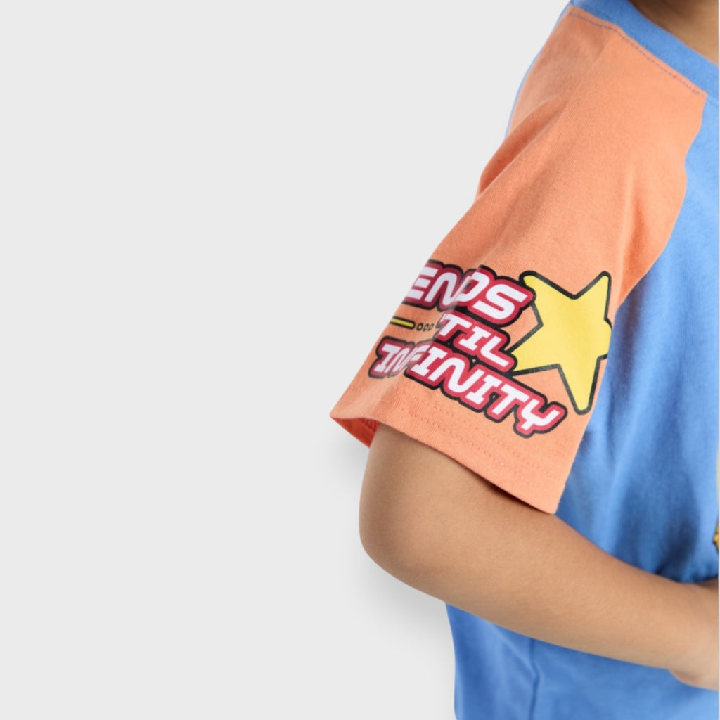 KIDS (SIZE 130-150) DISNEY/PIXAR TOY STORY WOODY & BUZZ COLOR-BLOCK T-SHIRT BLUE