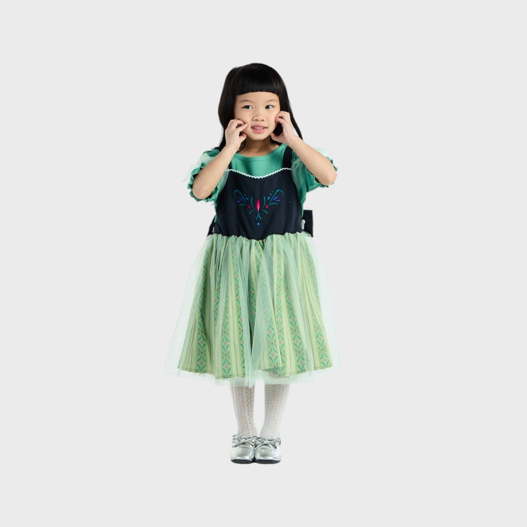 DISNEY KIDS (SIZE 90-100) DISNEY FROZEN ANNA-INSPIRED TULLE DRESS GREEN