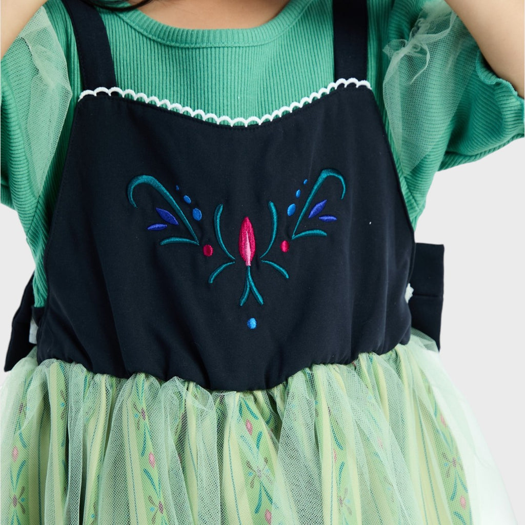 DISNEY KIDS (SIZE 90-100) DISNEY FROZEN ANNA-INSPIRED TULLE DRESS GREEN