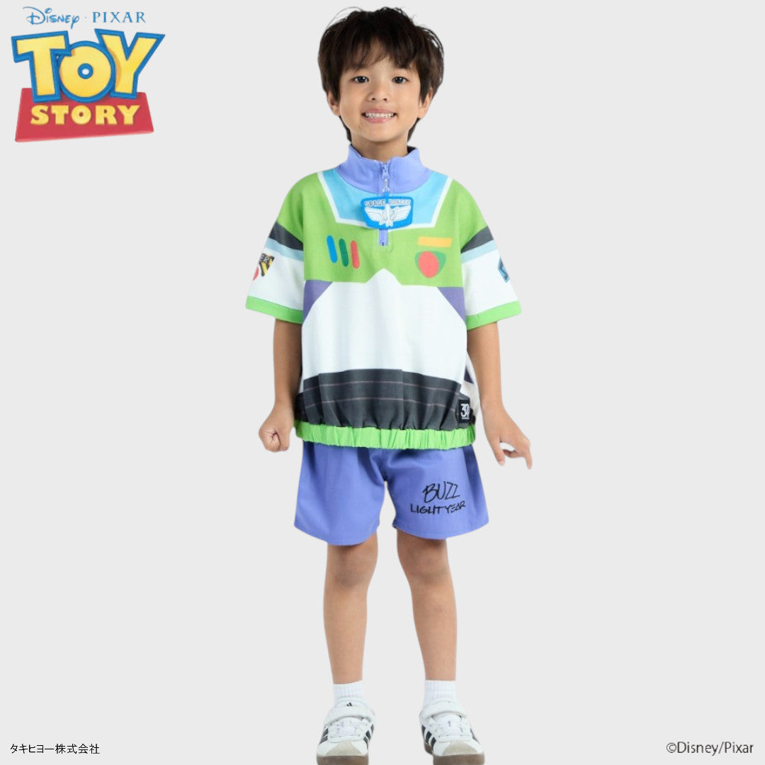 KIDS (SIZE 110-130) DISNEY/PIXAR BUZZ LIGHTYEAR TOP & SHORTS SET GREEN PURPLE