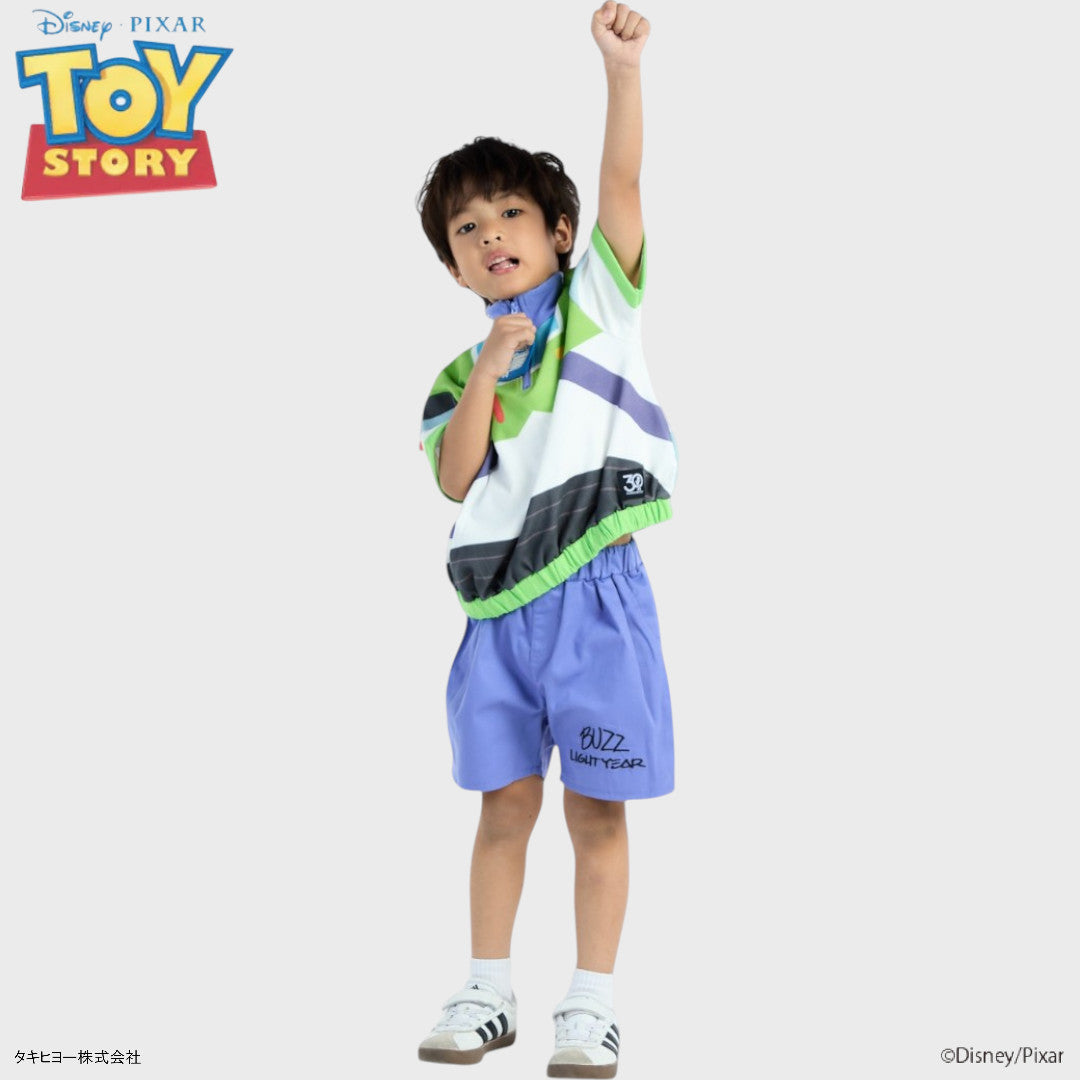KIDS (SIZE 110-130) DISNEY/PIXAR BUZZ LIGHTYEAR TOP & SHORTS SET GREEN PURPLE