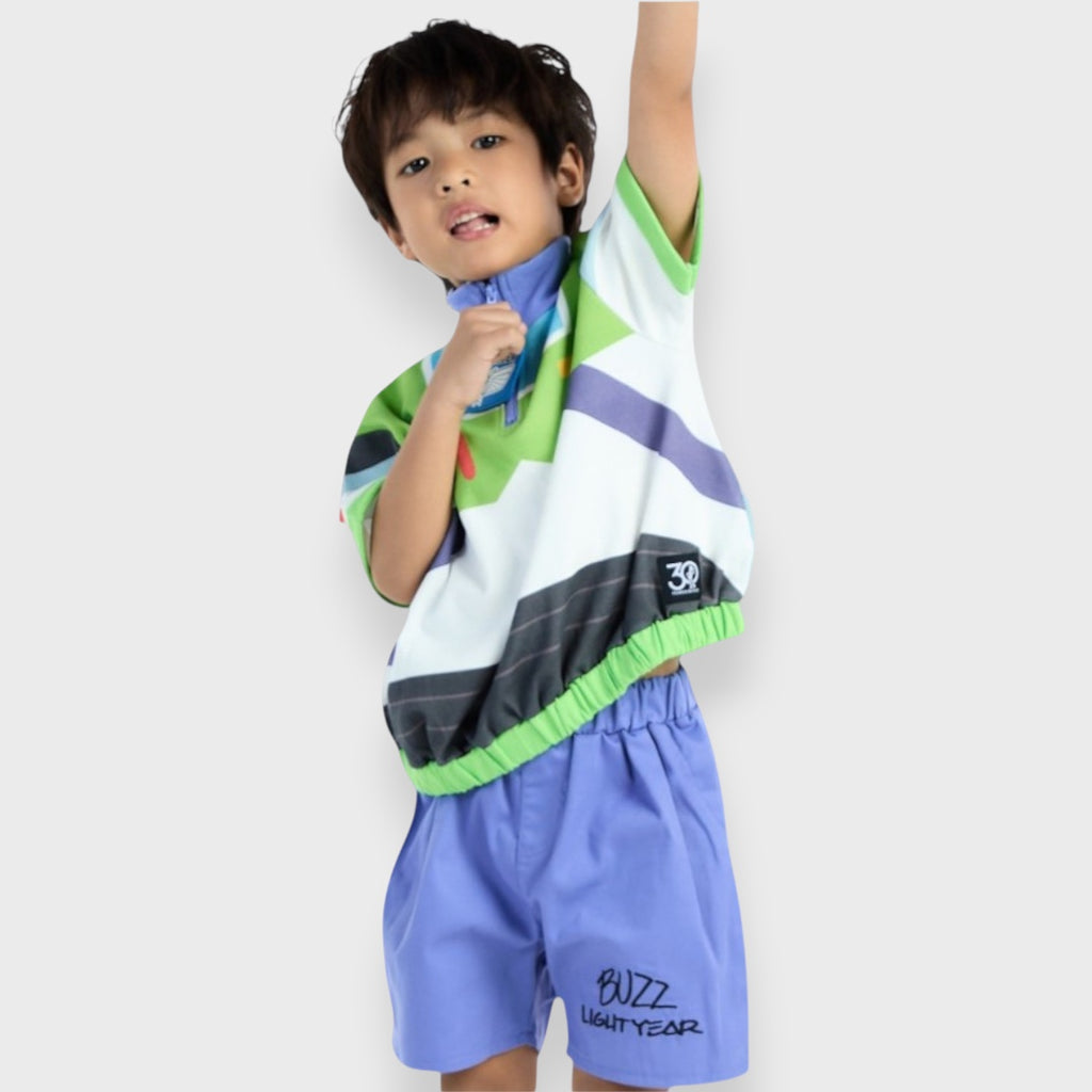 KIDS (SIZE 90-100) DISNEY/PIXAR BUZZ LIGHTYEAR TOP & SHORTS SET GREEN PURPLE