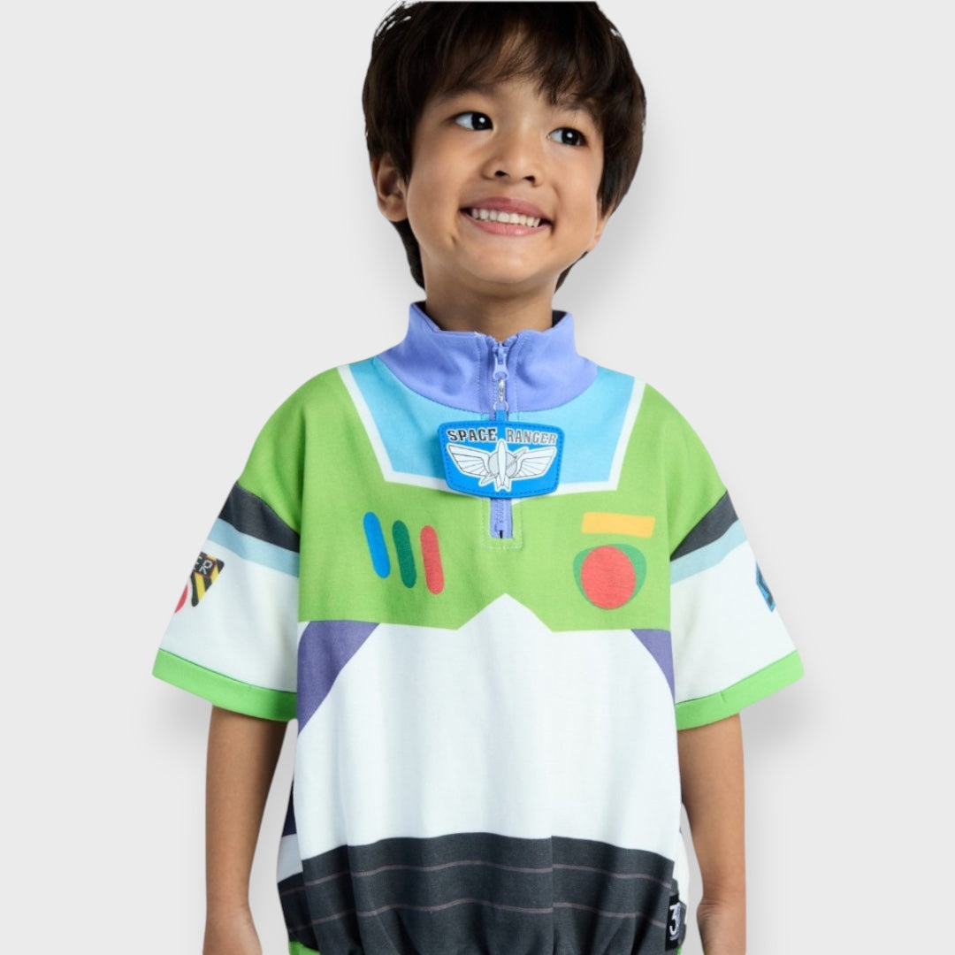 KIDS (SIZE 90-100) DISNEY/PIXAR BUZZ LIGHTYEAR TOP & SHORTS SET GREEN PURPLE