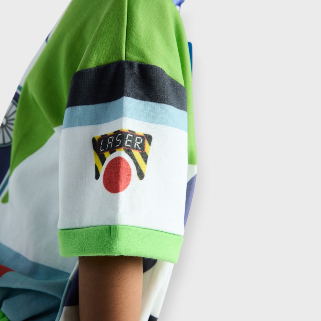 KIDS (SIZE 110-130) DISNEY/PIXAR BUZZ LIGHTYEAR TOP & SHORTS SET GREEN PURPLE