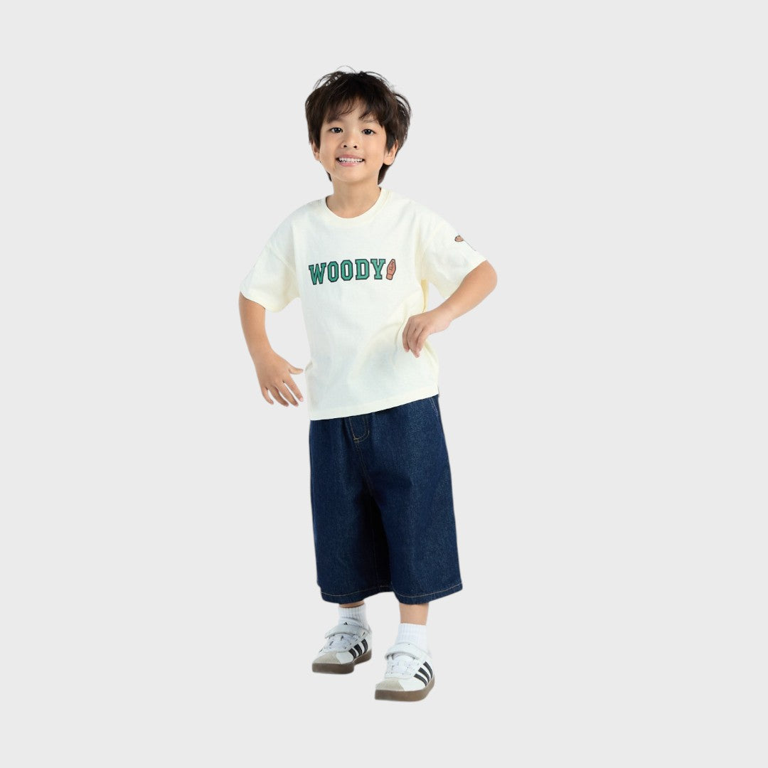 Kids (Size 130-150) เสื้อยืดเด็ก Disney ลาย Woody สไตล์นายอำเภอตัวจิ๋ว