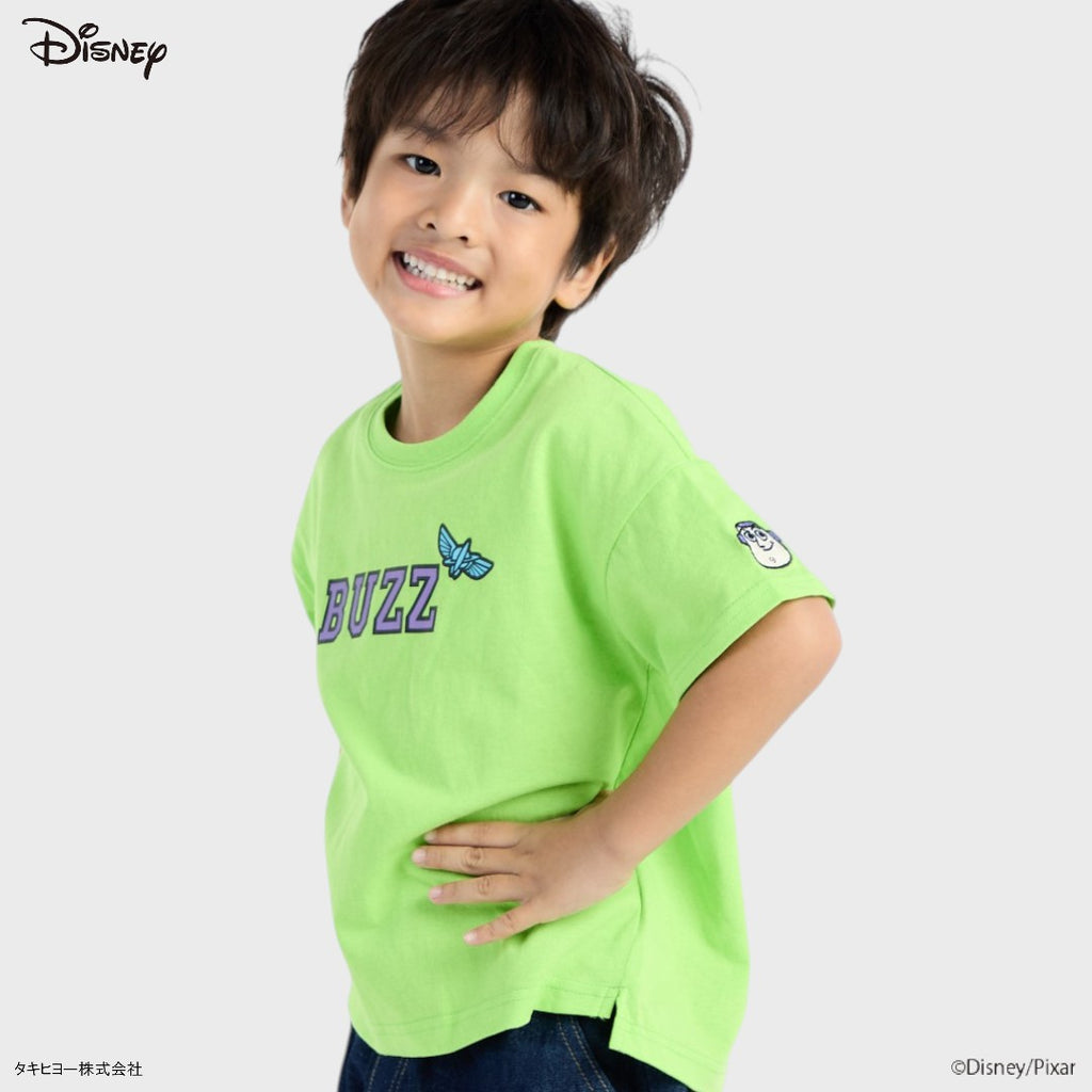 Kids (Size 130-150) เสื้อยืดเด็กสีเขียว BUZZ สุดซน ลายปักแขนสุดคิ้วท์ ใส่สบายพลังล้น