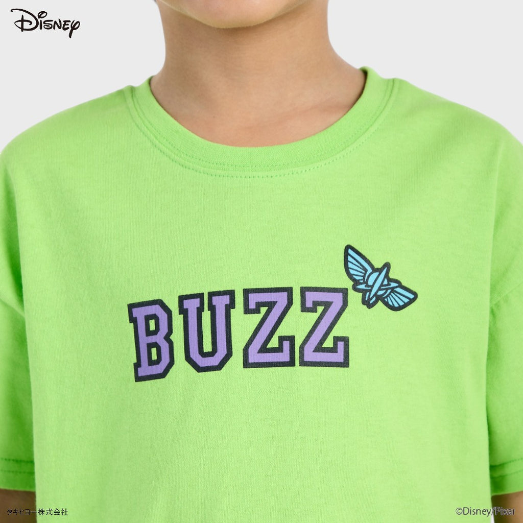 Kids (Size 130-150) เสื้อยืดเด็กสีเขียว BUZZ สุดซน ลายปักแขนสุดคิ้วท์ ใส่สบายพลังล้น