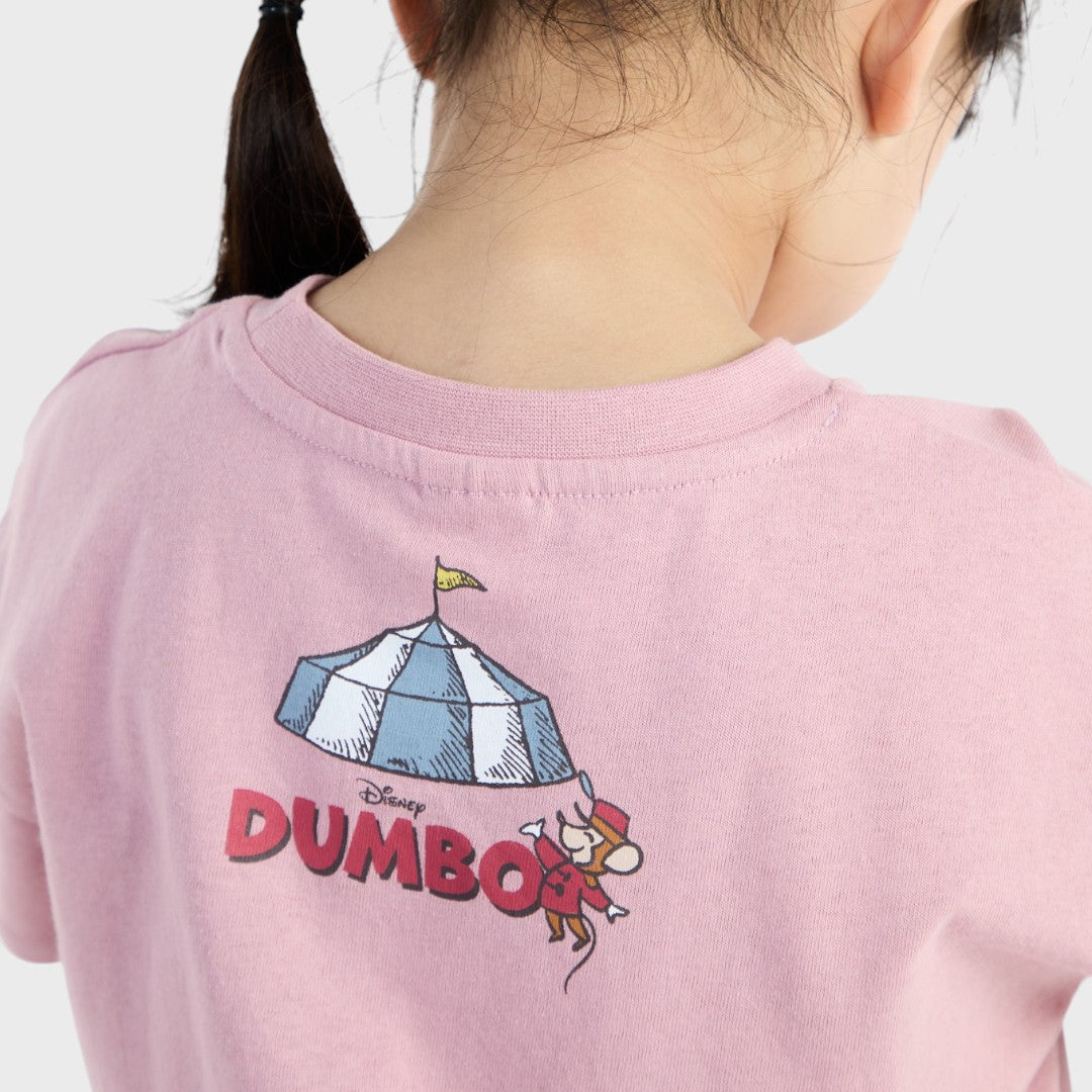 Kids (Size 90-100) เสื้อยืดเด็ก Disney ลาย Dumbo สีชมพูพาสเทล ช้างน้อยหูใหญ่หัวใจบินได้