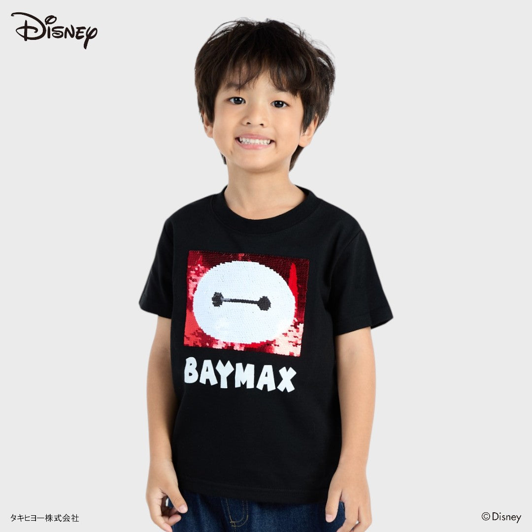 Kids (Size 110-130)  เสื้อยืดเด็ก Disney ลาย Baymax สีดำ ดีไซน์เลื่อมกลับสีได้สุดว้าว