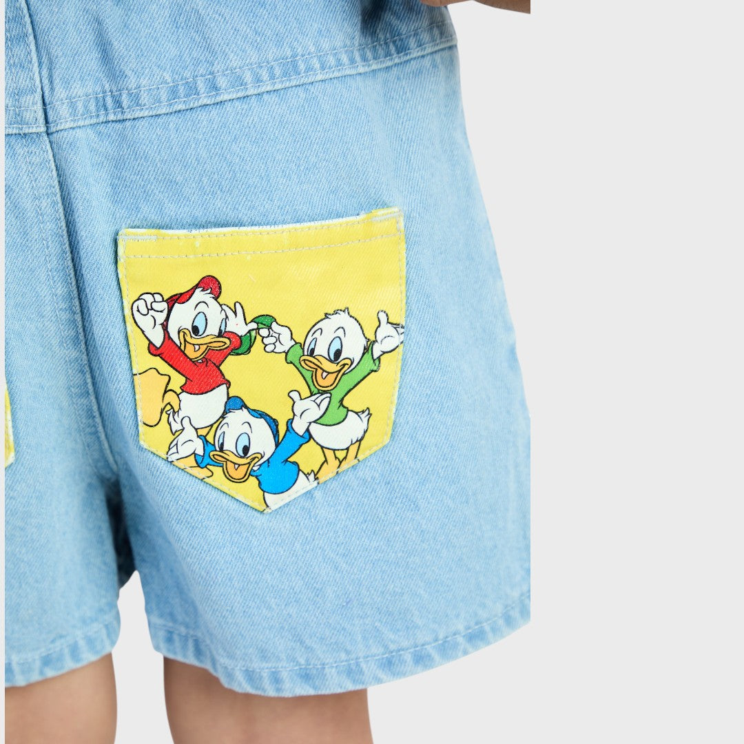KIDS (SIZE 90-100) DISNEY HUEY DEWEY & LOUIE DENIM SHORTS LIGHT BLUE