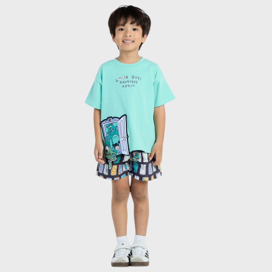 Kids (Size 90-100) เสื้อยืดเด็ก Disney Pixar ลาย Monsters, Inc. แก๊งมอนสเตอร์บุกห้อง!