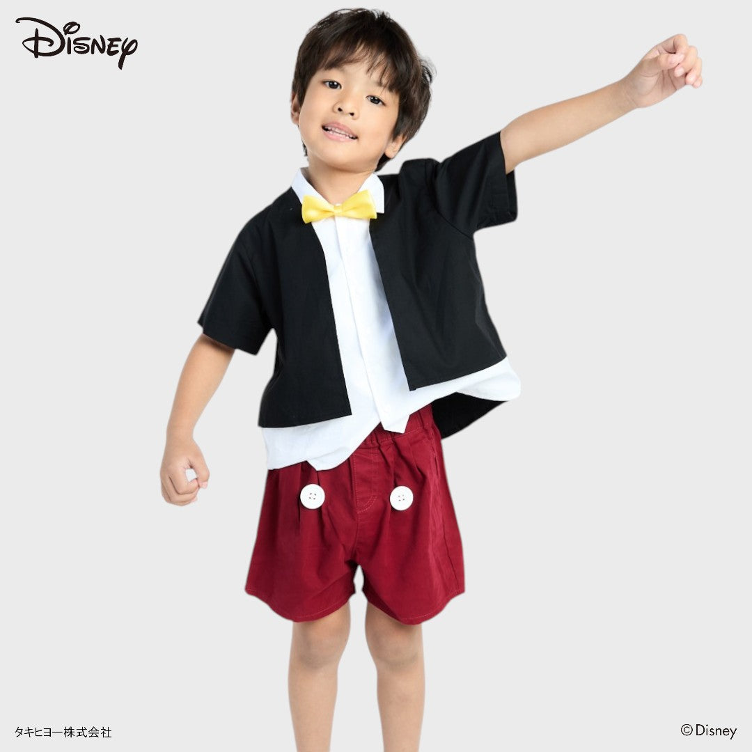 KIDS (SIZE 90-100) DISNEY MICKEY MOUSE SHIRT & SHORTS SET BLACK RED