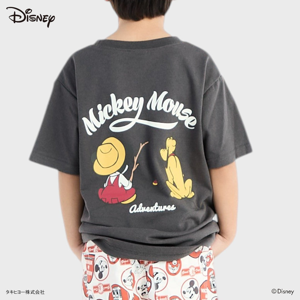 KIDS (SIZE 140-160) DISNEY MICKEY MOUSE & PLUTO T-SHIRT CHARCOAL “MICKEY MOUSE ADVENTURES”