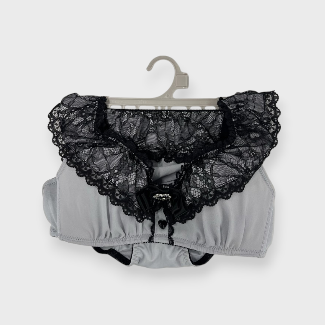 LACE HEART CHARM NON-WIRE BRA & SHORTS SET