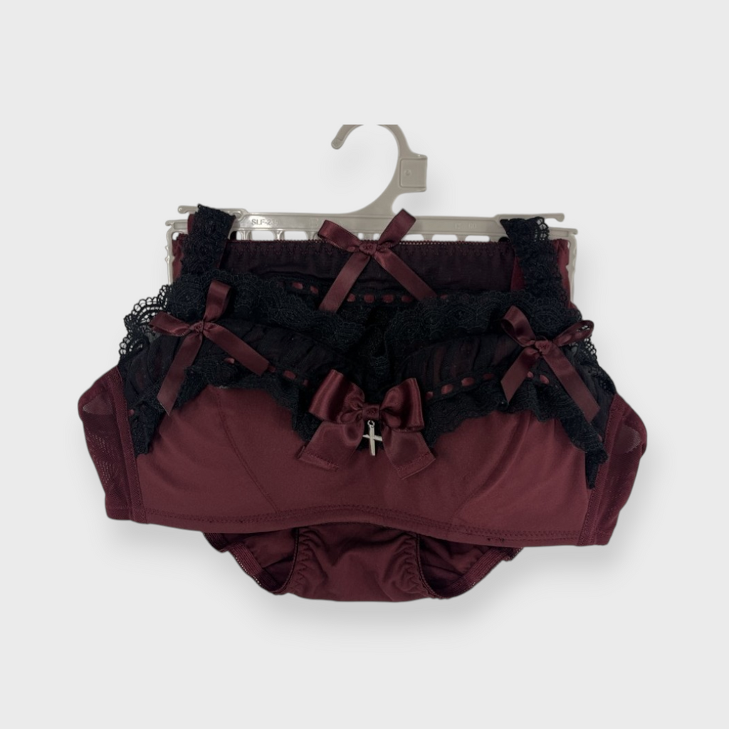 LACE RIBBON NON-WIRE BRA & SHORTS SET