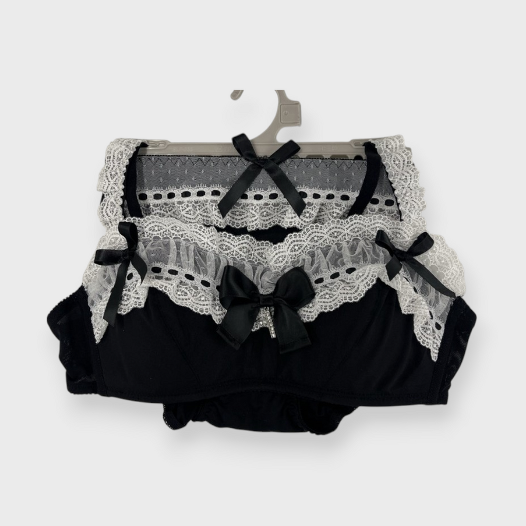 LACE RIBBON NON-WIRE BRA & SHORTS SET