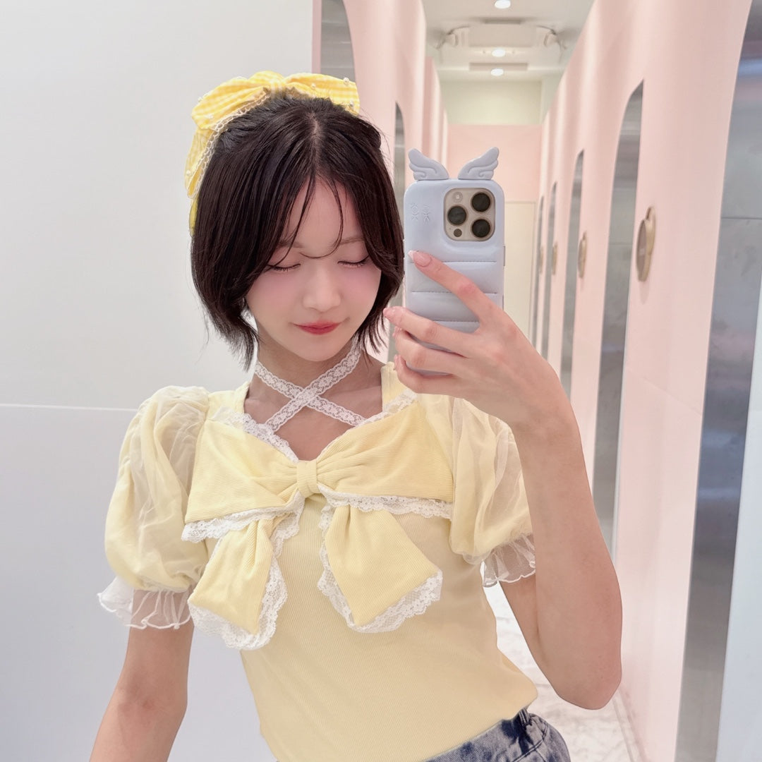 Majoretty x Airi - กางเกงยีนส์ขาสั้น แต่งระบายมุก ลุคหวานสดใส