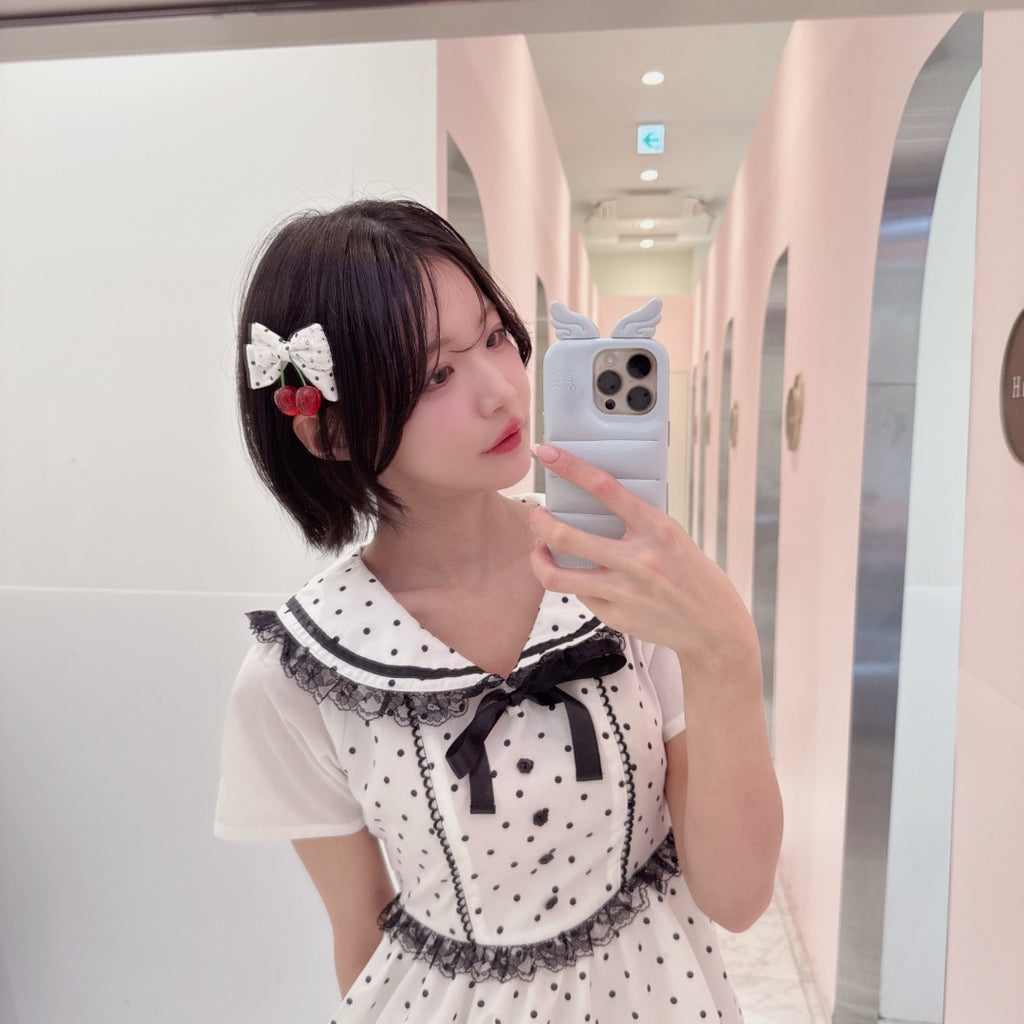  Majoretty x Airi - เดรสลายจุดปกกะลาสี แต่งลูกไม้ลุคหวานละมุน