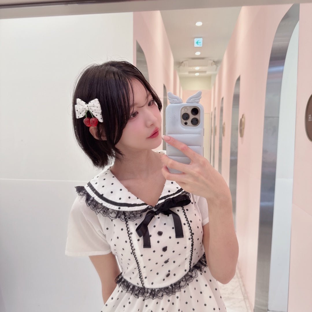  Majoretty x Airi - เดรสลายจุดปกกะลาสี แต่งลูกไม้ลุคหวานละมุน