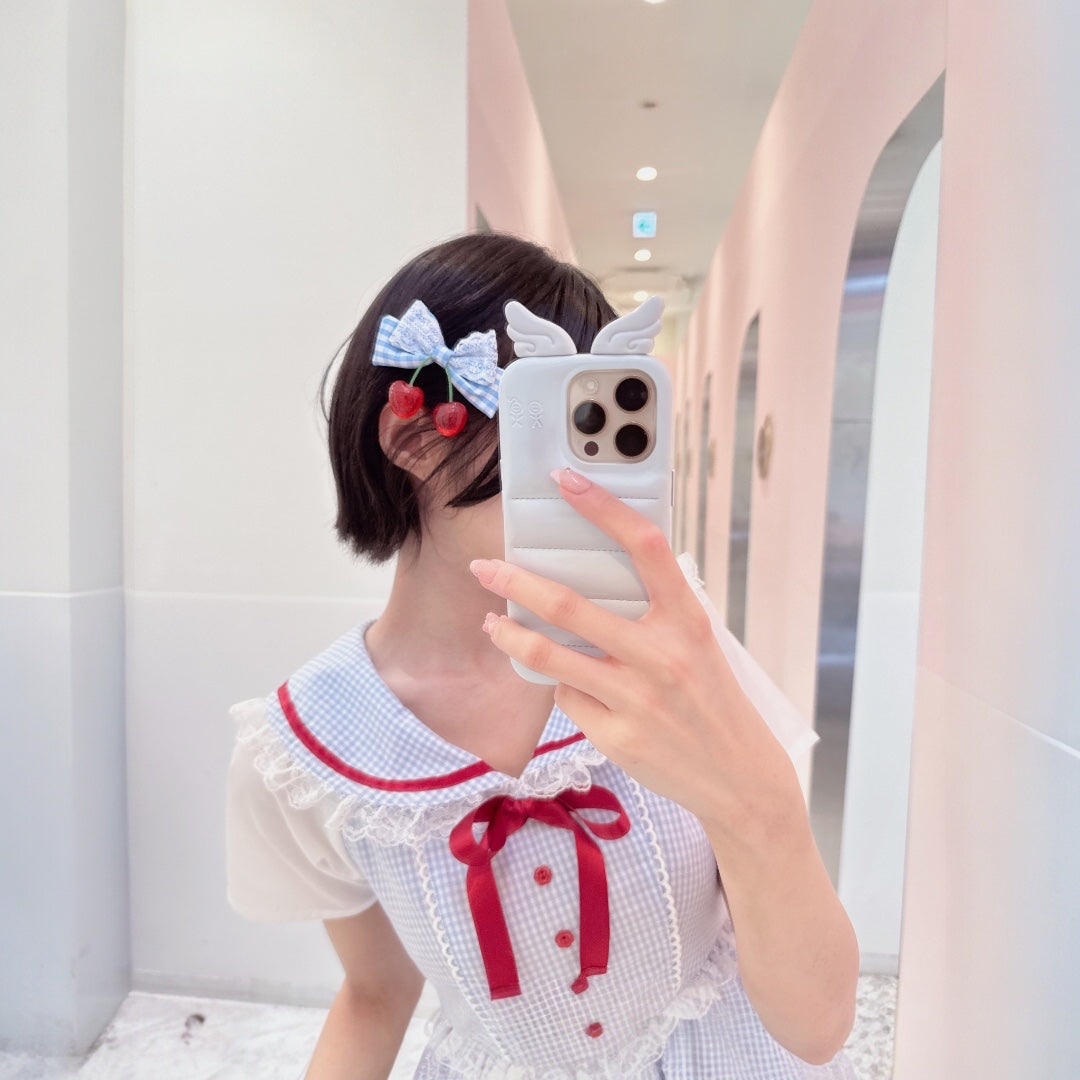 Majoretty x Airi - เดรสลายสก็อตสีฟ้าปกกะลาสี แต่งลูกไม้ลุคหวานละมุน