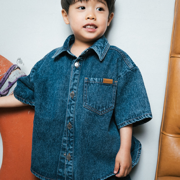 DENIM SHIRT WITH LOGO TICKET (100-120CM)