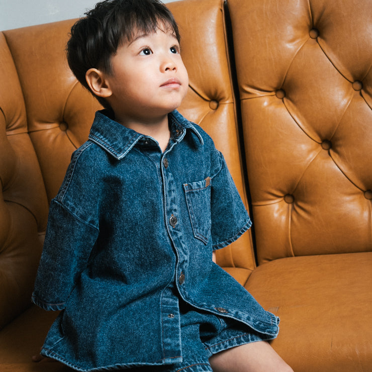 DENIM SHIRT WITH LOGO TICKET (100-120CM)