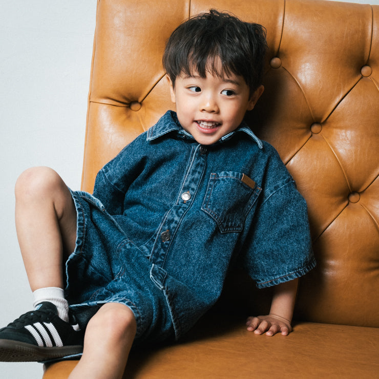 DENIM SHIRT WITH LOGO TICKET (100-120CM)