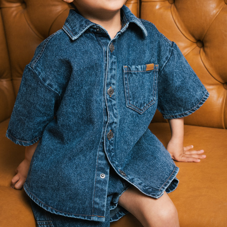 DENIM SHIRT WITH LOGO TICKET (100-120CM)
