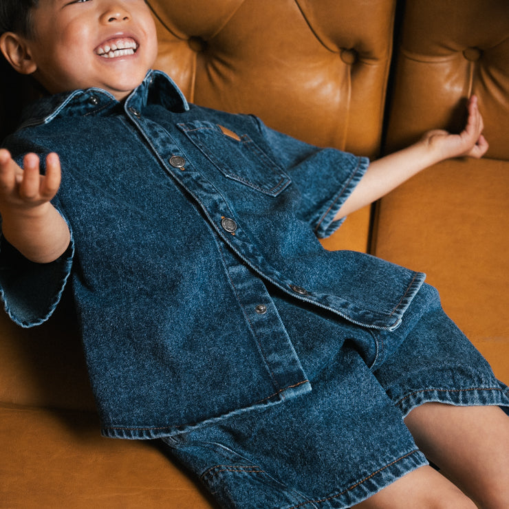 DENIM SHIRT WITH LOGO TICKET (100-120CM)