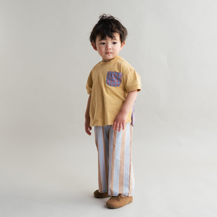 CONTRAST BROADCLOTH POCKET KIDS T-SHIRT (100-120CM)