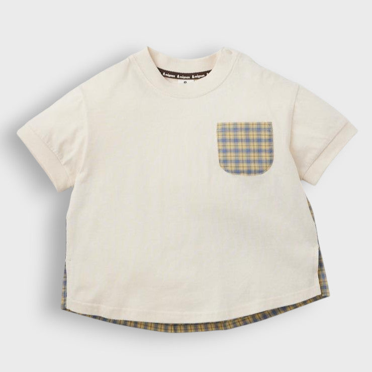 CONTRAST BROADCLOTH POCKET KIDS T-SHIRT (100-120CM)