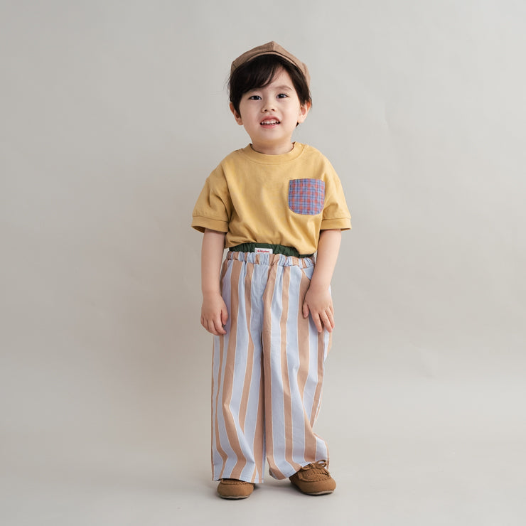 CONTRAST BROADCLOTH POCKET BABY T-SHIRT (90CM)