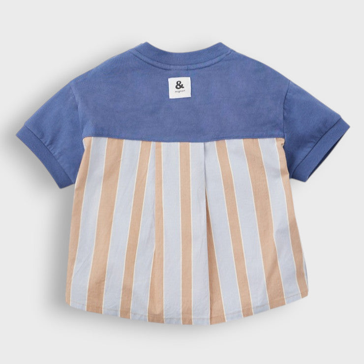 CONTRAST BROADCLOTH POCKET KIDS T-SHIRT (100-120CM)