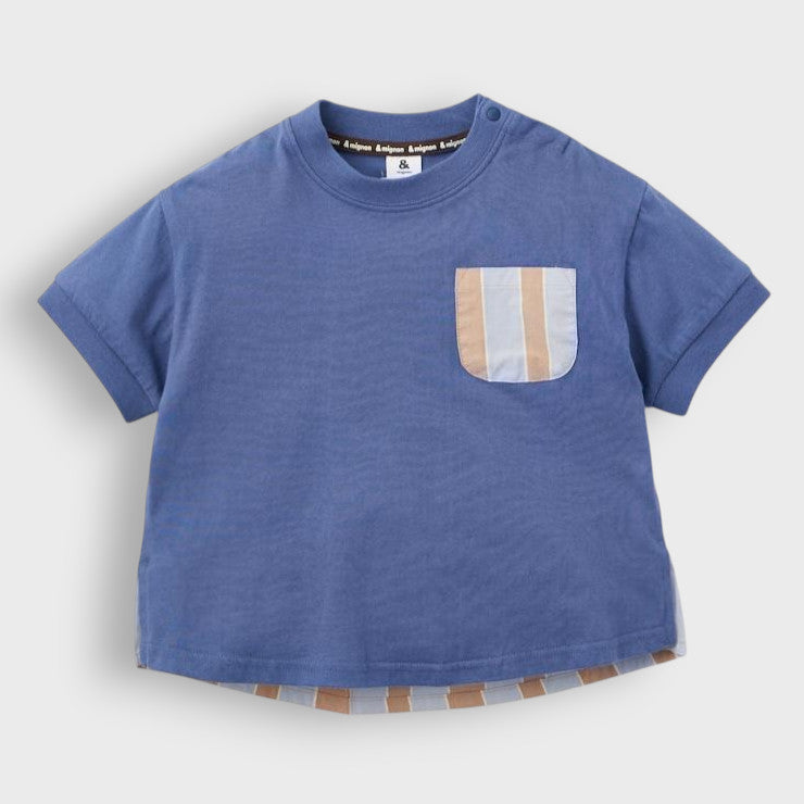 CONTRAST BROADCLOTH POCKET BABY T-SHIRT (90CM)