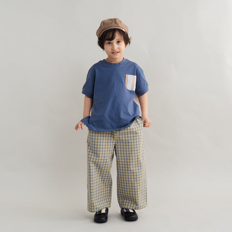 CONTRAST BROADCLOTH POCKET KIDS T-SHIRT (100-120CM)